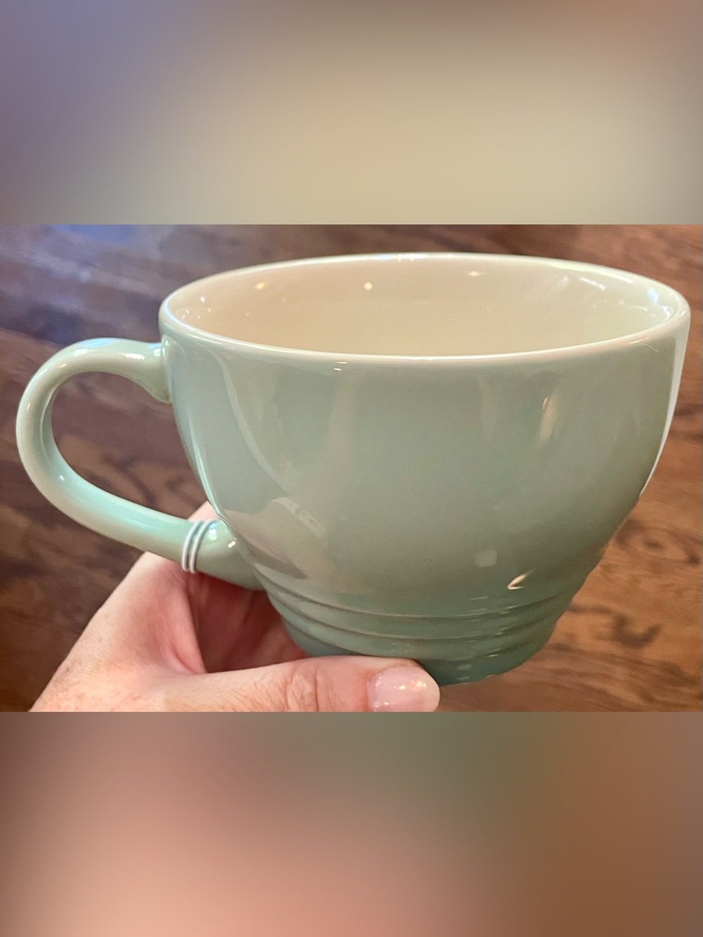 rare Sage multiples Le Creuset Stoneware Giant Cappuccino Bistro Mug 14 oz NEW